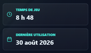 Fiche de jeu avec temps de jeu et session