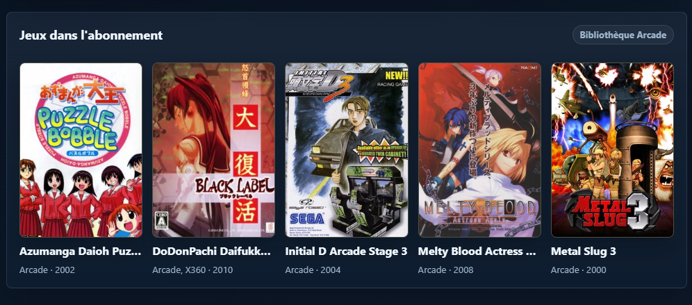 Page MemDeck Plus avec les jeux Arcade inclus
